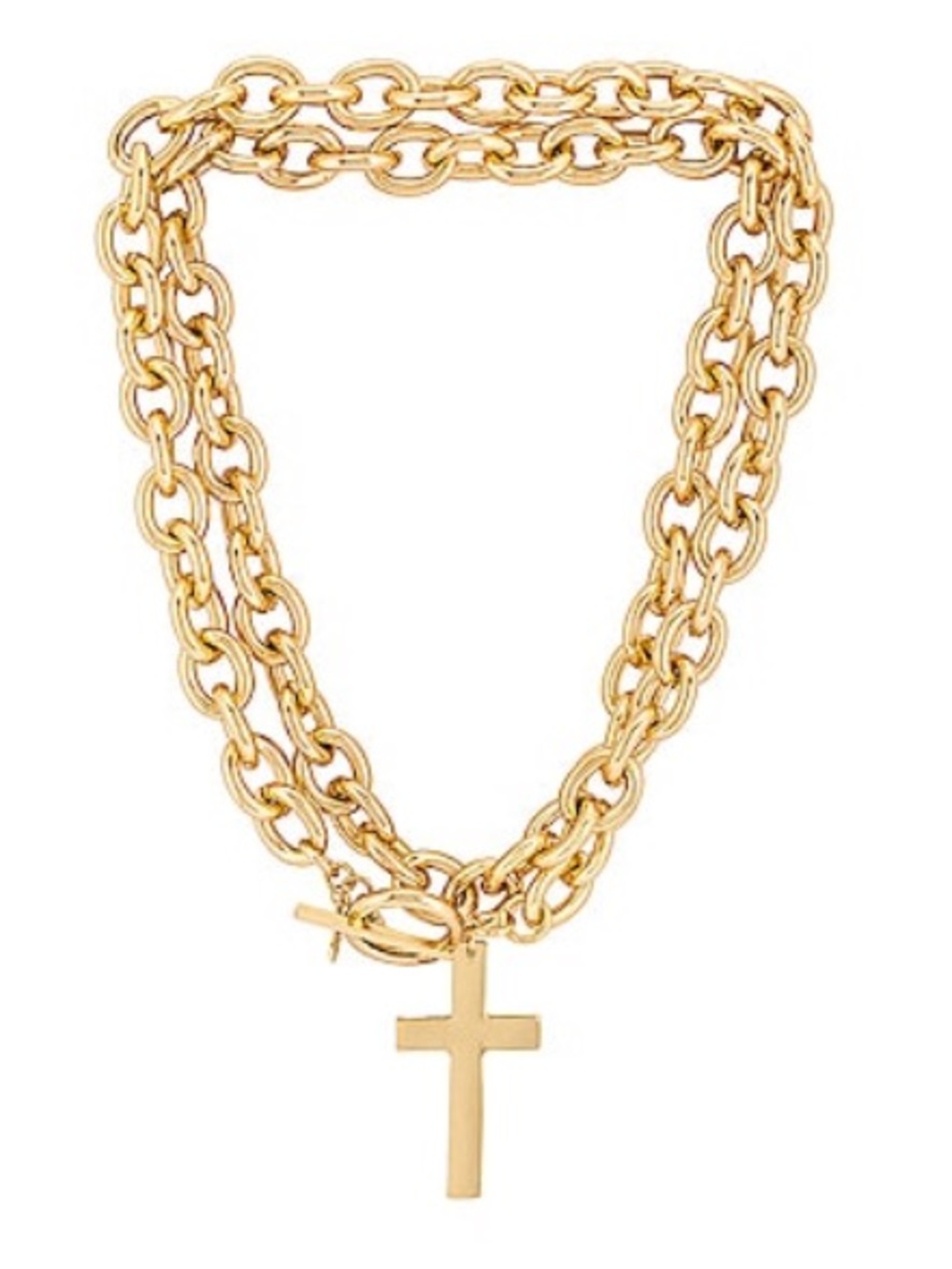 REVOLVE Gold Double-Chain Cross Necklace